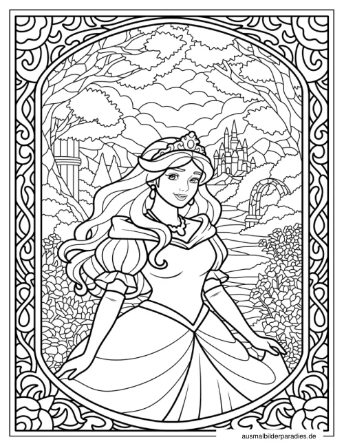 Prinzessin Ausmalbild 20 als Gratis-PDF Prinzessin Ausmalbild 20 - kostenlos zum Ausdrucken