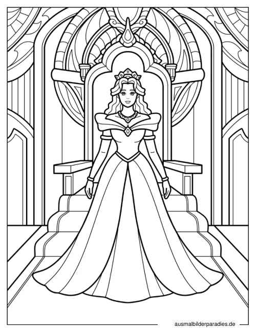 Prinzessin Ausmalbild 21 als Gratis-PDF Prinzessin Ausmalbild 21 - kostenlos zum Ausdrucken