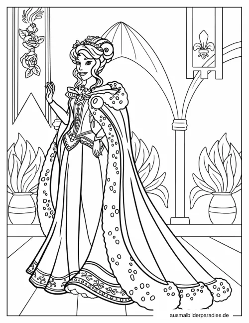 Prinzessin Ausmalbild 24 als Gratis-PDF Prinzessin Ausmalbild 24 - kostenlos zum Ausdrucken