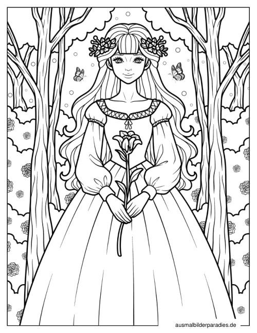 Prinzessin Ausmalbild 26 als Gratis-PDF Prinzessin Ausmalbild 26 - kostenlos zum Ausdrucken