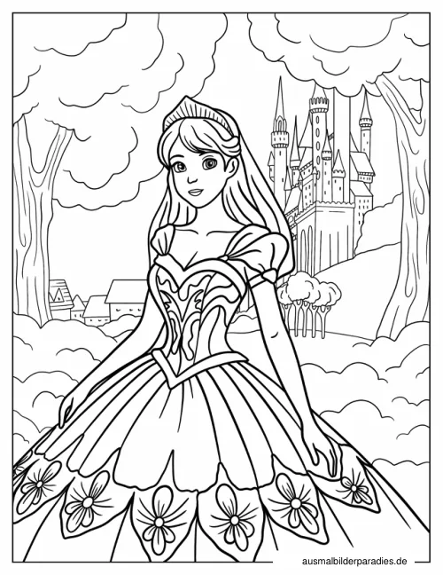 Prinzessin Ausmalbild 27 als Gratis-PDF Prinzessin Ausmalbild 27 - kostenlos zum Ausdrucken