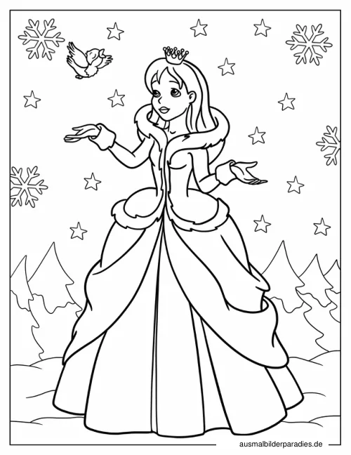 Prinzessin Ausmalbild 28 als Gratis-PDF Prinzessin Ausmalbild 28 - kostenlos zum Ausdrucken