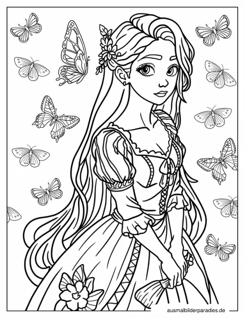 Prinzessin Ausmalbild 3 als Gratis-PDF Prinzessin Ausmalbild 3 - kostenlos zum Ausdrucken
