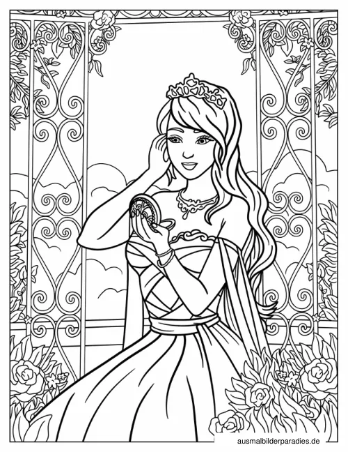 Prinzessin Ausmalbild 30 als Gratis-PDF Prinzessin Ausmalbild 30 - kostenlos zum Ausdrucken