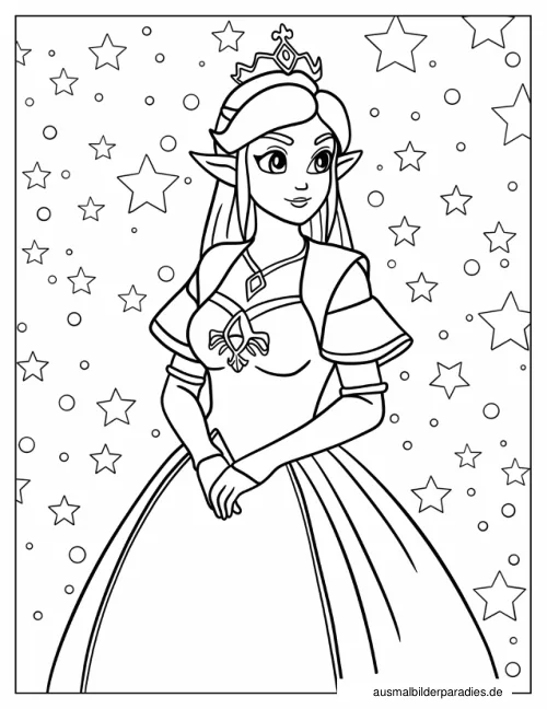 Prinzessin Ausmalbild 32 als Gratis-PDF Prinzessin Ausmalbild 32 - kostenlos zum Ausdrucken