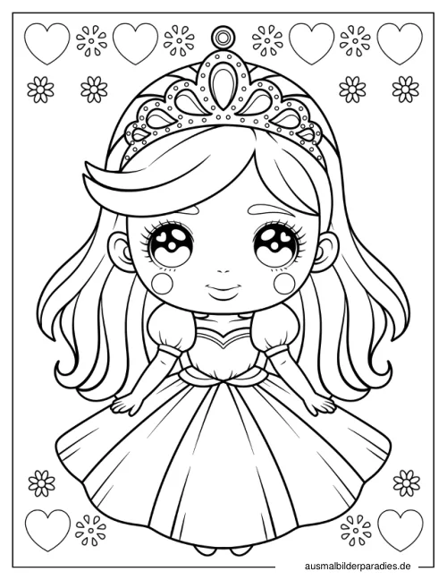 Prinzessin Ausmalbild 33 als Gratis-PDF Prinzessin Ausmalbild 33 - kostenlos zum Ausdrucken