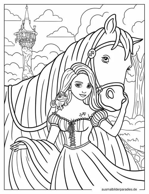 Prinzessin Ausmalbild 35 als Gratis-PDF Prinzessin Ausmalbild 35 - kostenlos zum Ausdrucken