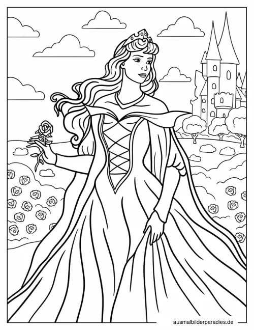 Prinzessin Ausmalbild 4 als Gratis-PDF Prinzessin Ausmalbild 4 - kostenlos zum Ausdrucken