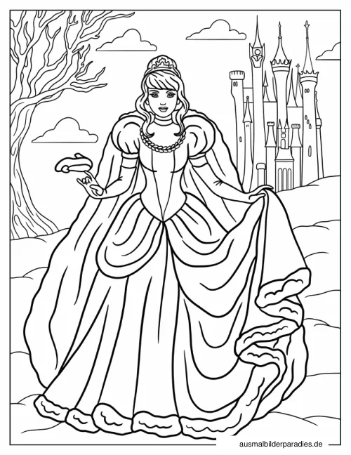 Prinzessin Ausmalbild 9 als Gratis-PDF Prinzessin Ausmalbild 9 - kostenlos zum Ausdrucken
