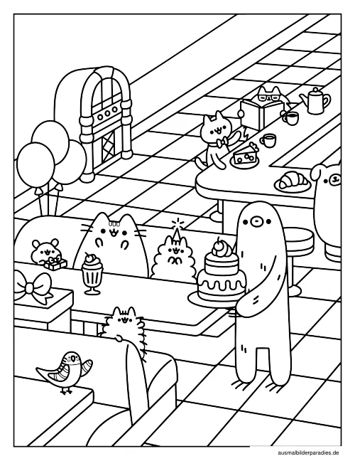 Pusheen Ausmalbild 13 als Gratis-PDF Pusheen Ausmalbild 13 - kostenlos zum Ausdrucken