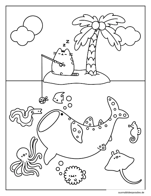 Pusheen Ausmalbild 25 als Gratis-PDF Pusheen Ausmalbild 25 - kostenlos zum Ausdrucken