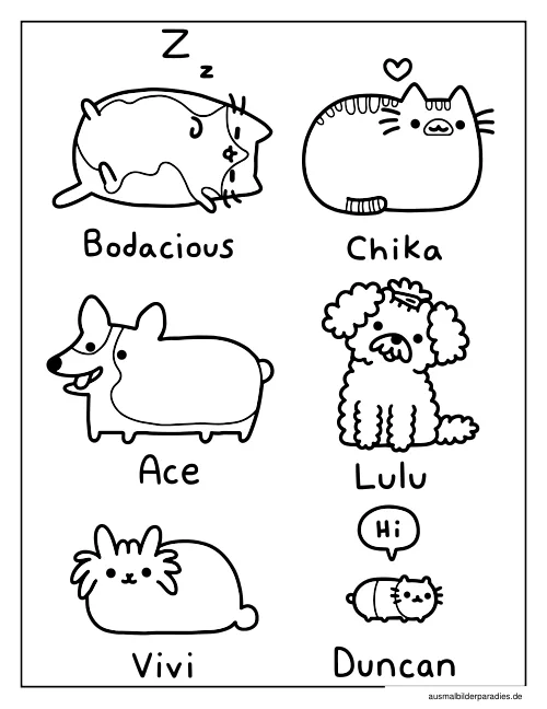 Pusheen Ausmalbild 28 als Gratis-PDF Pusheen Ausmalbild 28 - kostenlos zum Ausdrucken