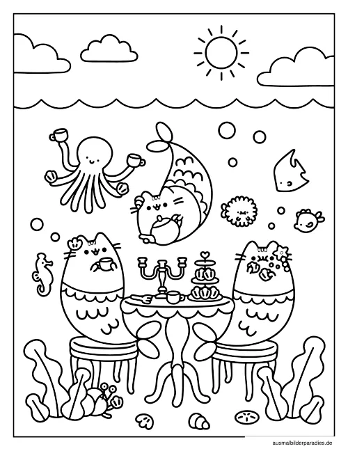 Pusheen Ausmalbild 6 als Gratis-PDF Pusheen Ausmalbild 6 - kostenlos zum Ausdrucken