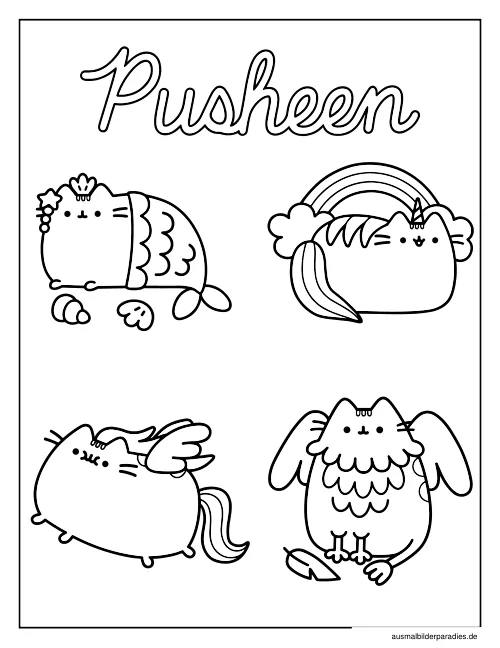 Pusheen Ausmalbild 7 als Gratis-PDF Pusheen Ausmalbild 7 - kostenlos zum Ausdrucken