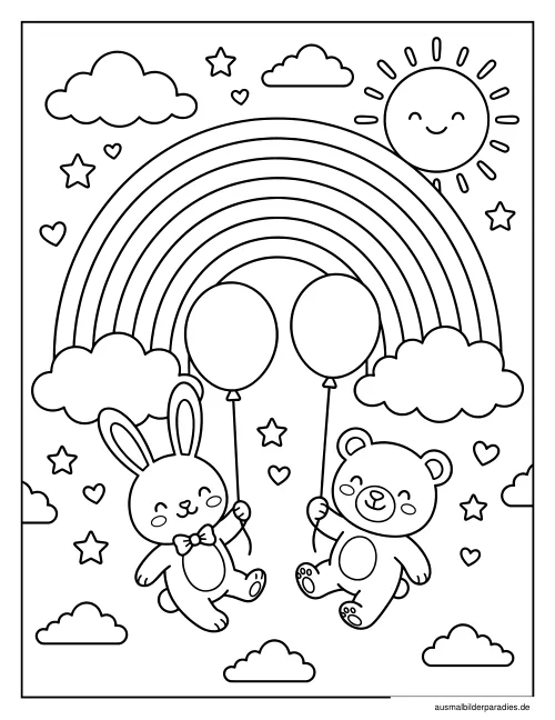 Regenbogen Ausmalbild 10 als Gratis-PDF Regenbogen Ausmalbild 10 - kostenlos zum Ausdrucken
