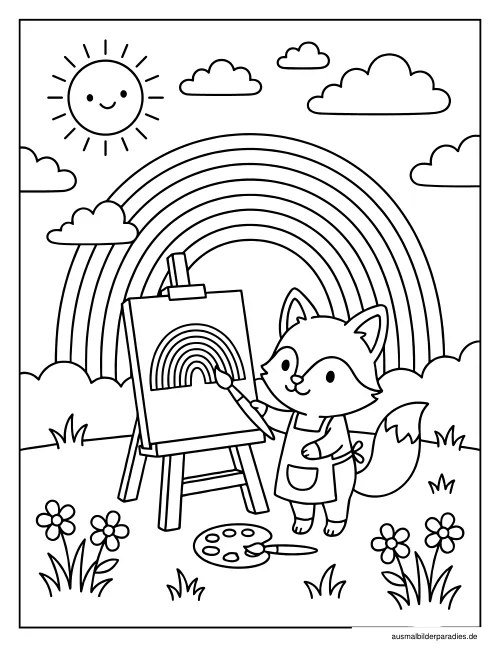 Regenbogen Ausmalbild 11 als Gratis-PDF Regenbogen Ausmalbild 11 - kostenlos zum Ausdrucken