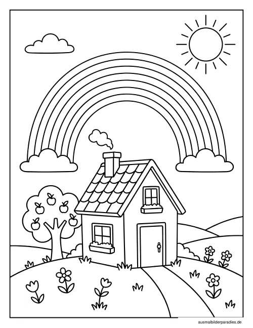 Regenbogen Ausmalbild 17 als Gratis-PDF Regenbogen Ausmalbild 17 - kostenlos zum Ausdrucken