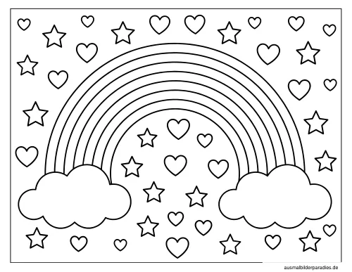 Regenbogen Ausmalbild 19 als Gratis-PDF Regenbogen Ausmalbild 19 - kostenlos zum Ausdrucken
