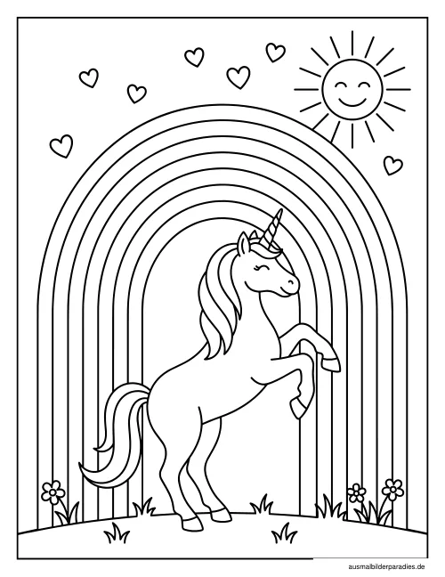 Regenbogen Ausmalbild 2 als Gratis-PDF Regenbogen Ausmalbild 2 - kostenlos zum Ausdrucken
