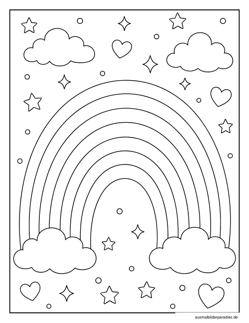 Regenbogen Ausmalbild 22 als Gratis-PDF Regenbogen Ausmalbild 22 - kostenlos zum Ausdrucken