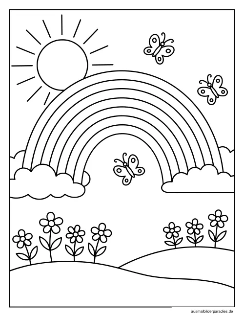 Regenbogen Ausmalbild 23 als Gratis-PDF Regenbogen Ausmalbild 23 - kostenlos zum Ausdrucken