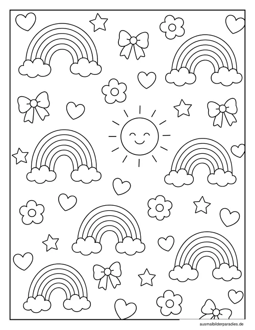 Regenbogen Ausmalbild 25 als Gratis-PDF Regenbogen Ausmalbild 25 - kostenlos zum Ausdrucken