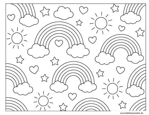 Regenbogen Ausmalbild 30 als Gratis-PDF Regenbogen Ausmalbild 30 - kostenlos zum Ausdrucken