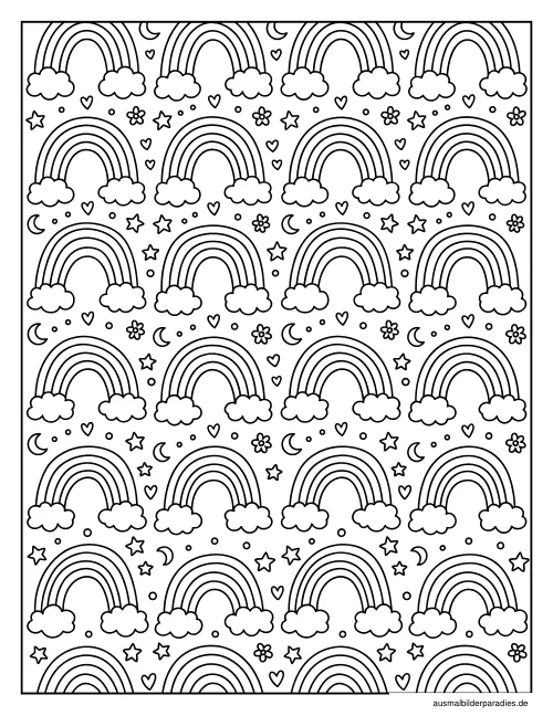 Regenbogen Ausmalbild 34 als Gratis-PDF Regenbogen Ausmalbild 34 - kostenlos zum Ausdrucken