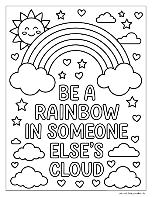 Regenbogen Ausmalbild 4 als Gratis-PDF Regenbogen Ausmalbild 4 - kostenlos zum Ausdrucken