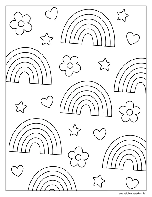 Regenbogen Ausmalbild 6 als Gratis-PDF Regenbogen Ausmalbild 6 - kostenlos zum Ausdrucken