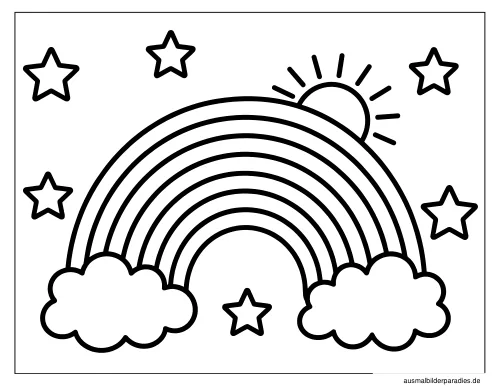 Regenbogen Ausmalbild 8 als Gratis-PDF Regenbogen Ausmalbild 8 - kostenlos zum Ausdrucken