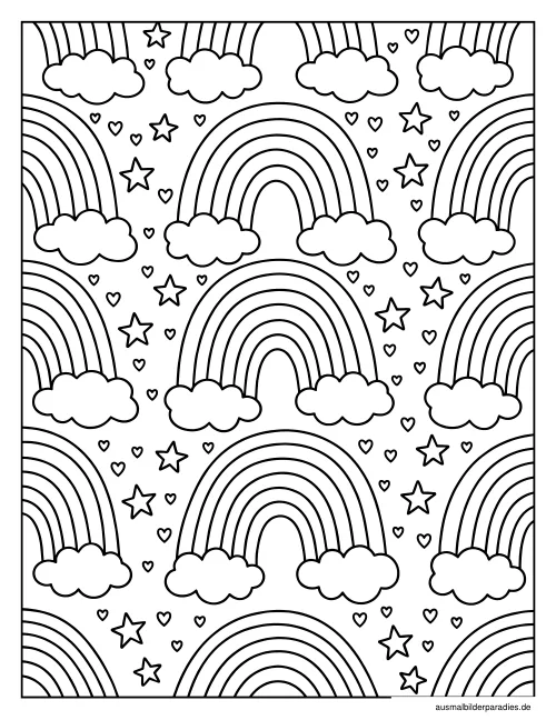 Regenbogen Ausmalbild 9 als Gratis-PDF Regenbogen Ausmalbild 9 - kostenlos zum Ausdrucken