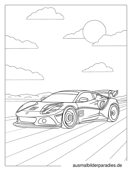 Rennauto Ausmalbild 19 - kostenlos zum Ausdrucken
