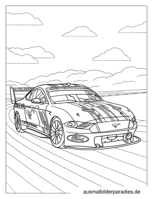 Rennauto Ausmalbild 22 - kostenlos zum Ausdrucken