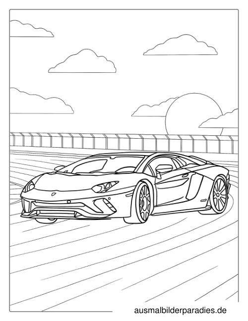 Rennauto Ausmalbild 4 - kostenlos zum Ausdrucken