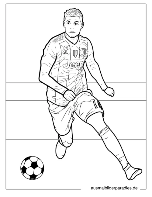 Ronaldo Ausmalbild 10 als Gratis-PDF Ronaldo Ausmalbild 10 - kostenlos zum Ausdrucken
