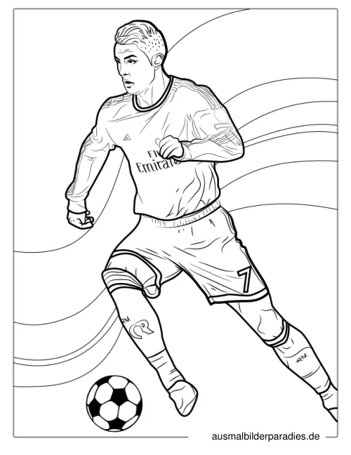 Ronaldo Ausmalbild 16 als Gratis-PDF Ronaldo Ausmalbild 16 - kostenlos zum Ausdrucken