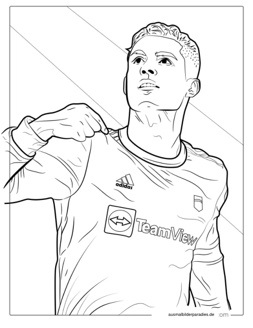 Ronaldo Ausmalbild 19 als Gratis-PDF Ronaldo Ausmalbild 19 - kostenlos zum Ausdrucken