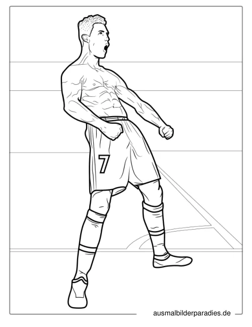Ronaldo Ausmalbild 4 als Gratis-PDF Ronaldo Ausmalbild 4 - kostenlos zum Ausdrucken