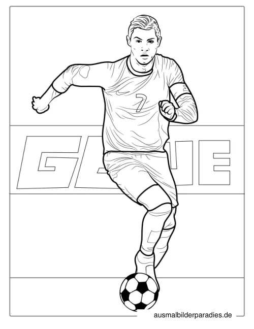 Ronaldo Ausmalbild 6 als Gratis-PDF Ronaldo Ausmalbild 6 - kostenlos zum Ausdrucken