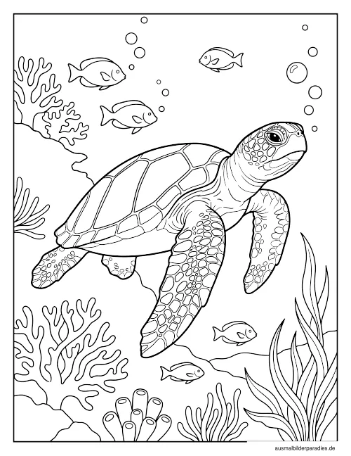 Schildkröte Ausmalbild 13 - kostenlos zum Ausdrucken