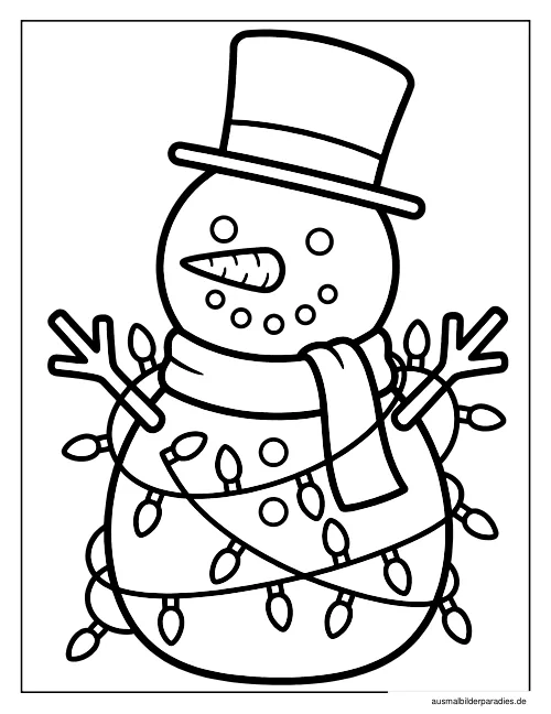 Schneemann Ausmalbild 10 - kostenlos zum Ausdrucken