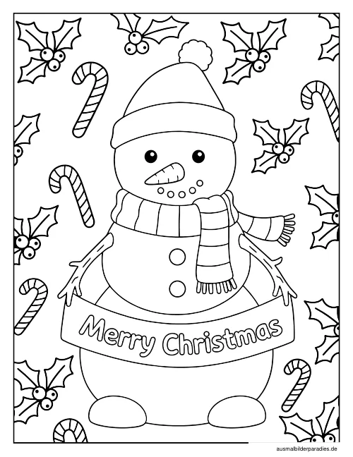 Schneemann Ausmalbild 12 - kostenlos zum Ausdrucken