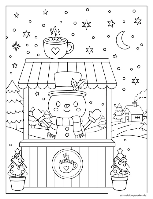 Schneemann Ausmalbild 13 - kostenlos zum Ausdrucken