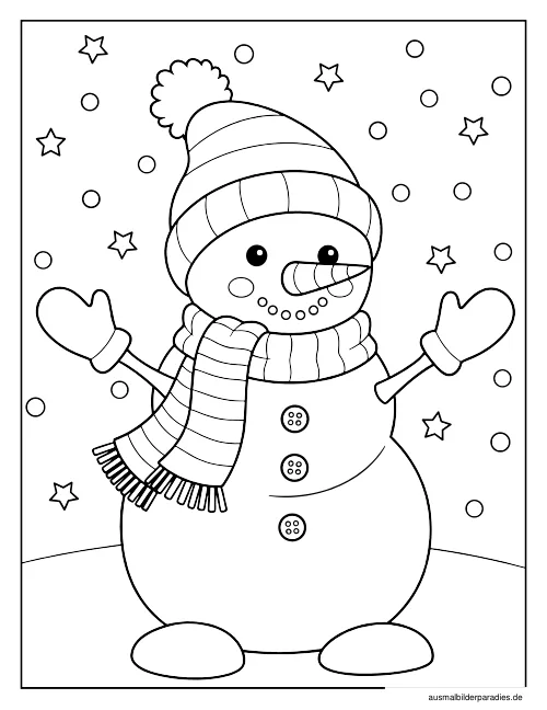 Schneemann Ausmalbild 17 - kostenlos zum Ausdrucken