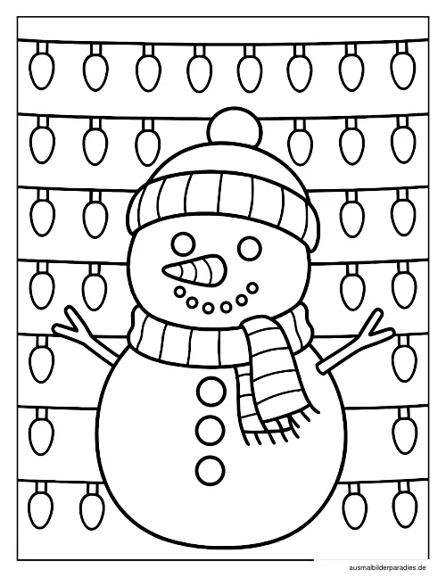 Schneemann Ausmalbild 2 - kostenlos zum Ausdrucken
