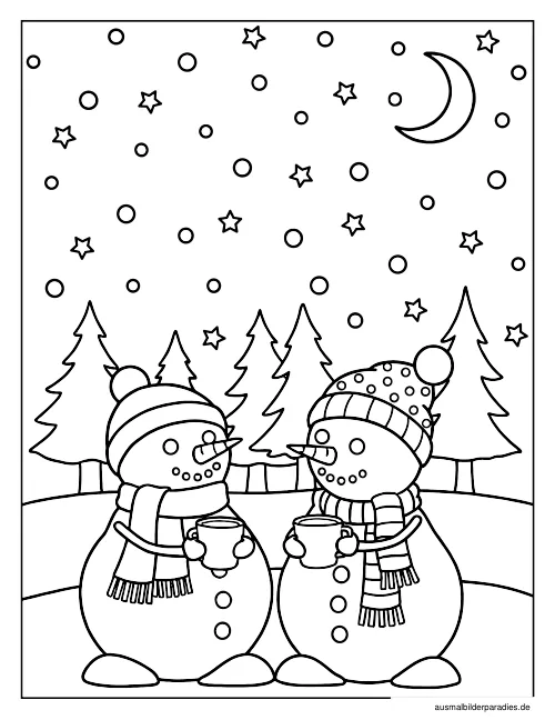 Schneemann Ausmalbild 20 - kostenlos zum Ausdrucken