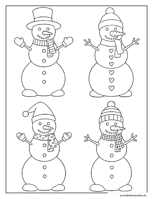Schneemann Ausmalbild 4 - kostenlos zum Ausdrucken
