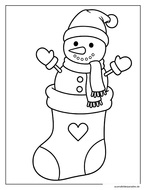 Schneemann Ausmalbild 7 - kostenlos zum Ausdrucken