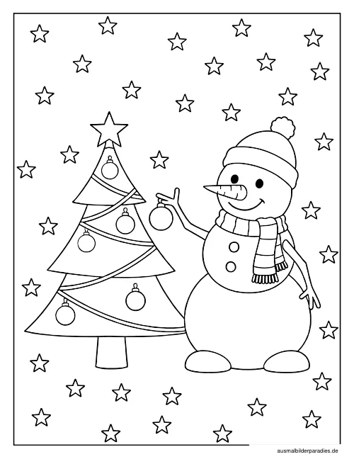 Schneemann Ausmalbild 8 - kostenlos zum Ausdrucken